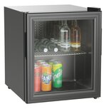 Bartscher 700183 compressor mini koelkast met glazen deur 46 liter zwart voorzijde