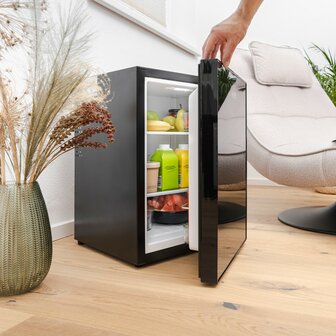 First Austria FA5172-2 thermo-elektrische mini koelkast 40 liter met glasdeur zwart geschikt voor vloer
