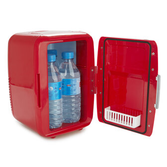 Balvi mini fridge English red 6 liter 27298 met 4 flesjes water