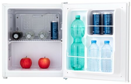 Exquisit mini koelkast wit 40 liter KB05-V-040FW binnenkant met inhoud
