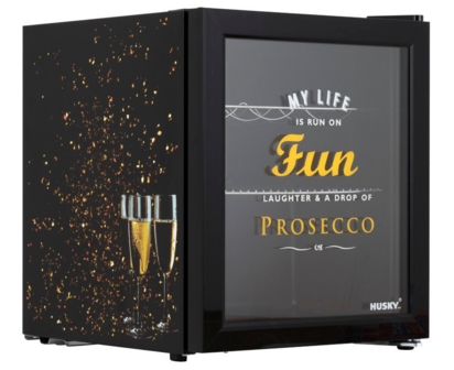 Husky mini koelkast met prosecco opdruk 48 liter KK50-PROSECCO voorkant links