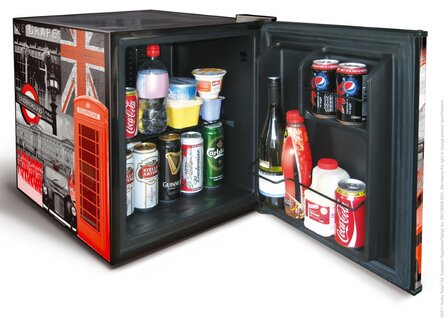 Husky mini koelkast Oxford Street London design 43 liter KK50-OXFORD voorkant open gevuld
