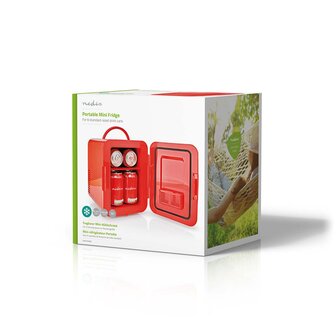 Nedis KAFR120CRD draagbare mini koelkast rood 4 liter verpakking doos
