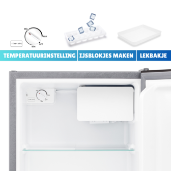 Heinrich&#039;s HKB 4188 SI mini koelkast met vriesvak zilver 44 liter tempe