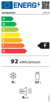 Technomax HP27LN thermo-elektrische mini koelkast energielabel F