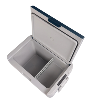 Igloo ICF32 elektrische compressor koelbox 32 liter blauw wit geopend