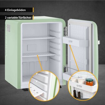 First Austria FA-5172-3-GL thermo-elektrische retro mini koelkast 40 liter lichtgroen