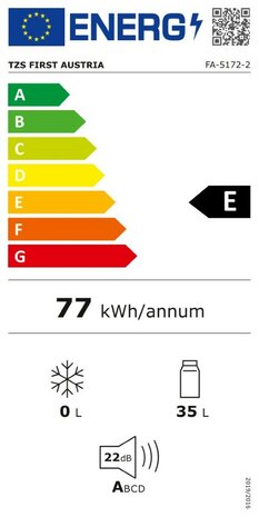 First Austria FA5172-2 thermo-elektrische mini koelkast 40 liter met glasdeur zwart