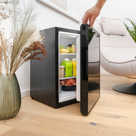 First Austria FA5172-2 thermo-elektrische mini koelkast 40 liter met glasdeur zwart geschikt voor vloer