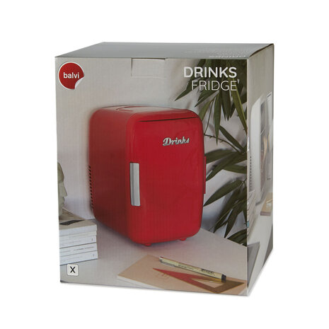 Balvi mini fridge English red 6 liter 27298 verpakking doos