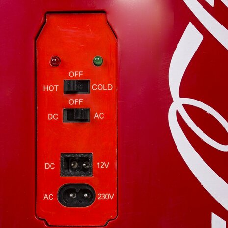 Mobicool mini koelkast Coca-Cola Cool Can 10 liter achterkant aansluitingen en knopjes