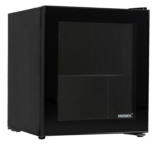 Husky mini koelkast zwart met glazen deur 48 liter KK50-CNS-NL-HU zijkant links