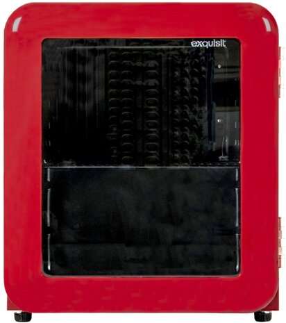 Exquisit mini koelkast met retro design en glazen deur rood KB50-RETRORED voorkant