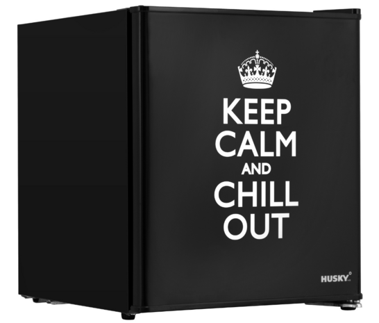 Husky mini koelkast keep calm and chill out design 43 liter KK50-KEEPCALM voorkant links