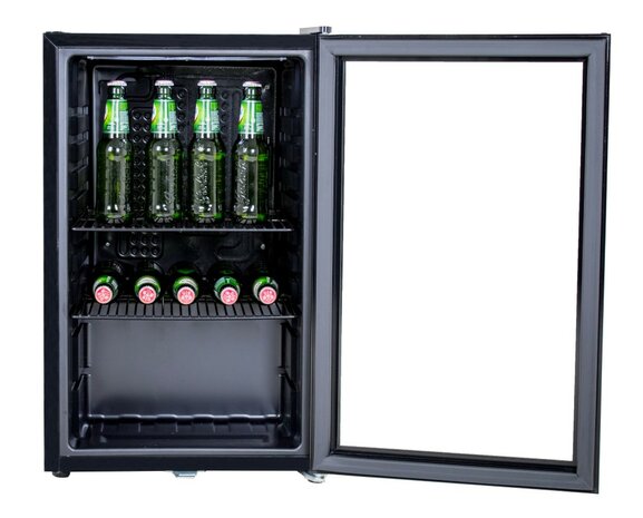 Husky KK70-BK-NL-HU mini koelkast zwart met glazen deur 71 liter met inhoud