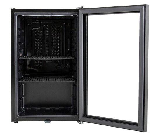 Husky KK70-BK-NL-HU mini koelkast zwart met glazen deur 71 liter deur geopend