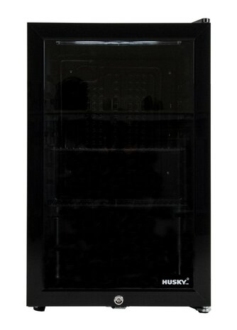 Husky KK70-BK-NL-HU mini koelkast zwart met glazen deur 71 liter