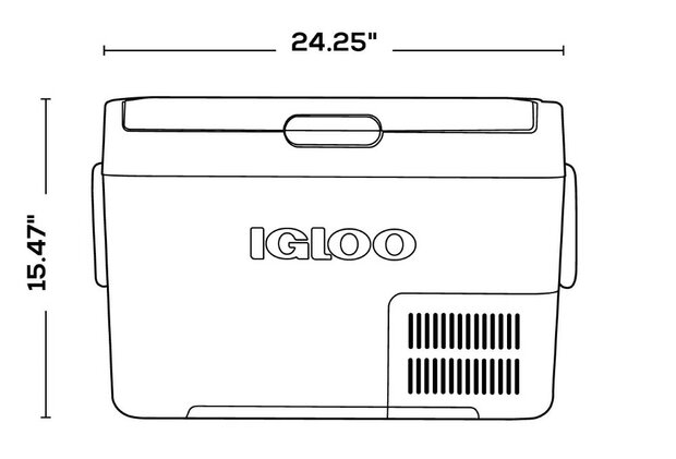 Igloo ICF32 elektrische compressor koelbox 32 liter blauw wit afmetingen