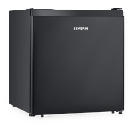Severin KB-8879 mini koelkast zwart 45 liter voorkant links