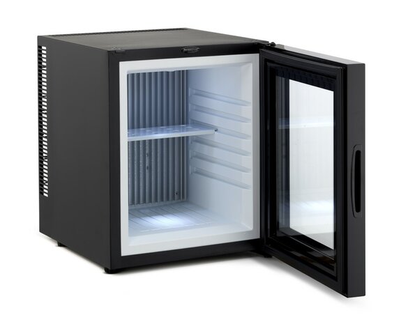 Technomax TP30NG thermo-elektrische minibar met glazen deur 30 liter geopend leeg