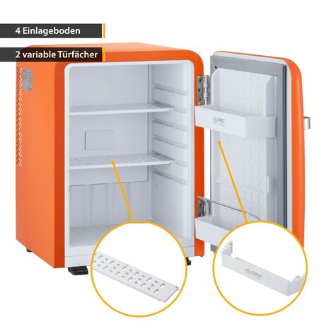 First Austria FA-5172-3-OR thermo-elektrische retro mini koelkast 40 liter oranje