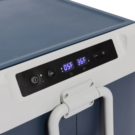 Igloo ICF80DZ elektrische compressor koelbox 80 liter blauw wit display