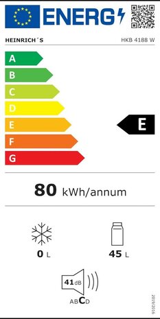 Heinrich's HKB4188WI mini koelkast met vriesvak wit 44 liter energielabel E